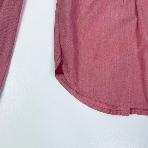 Victoria Secret Blouse Women Size Medium Button Down Pleading Long Sleeves Red - Picture 4 of 15